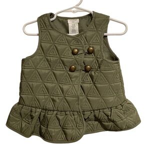 Aspen Toddler Girl Quilted Vest Olive Green